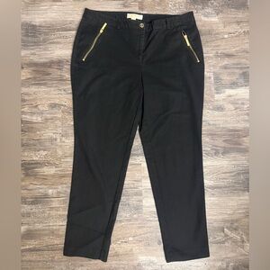 Michael Kors Women’s Black Straight-Leg Pants With Gold Tone Accents Size 14